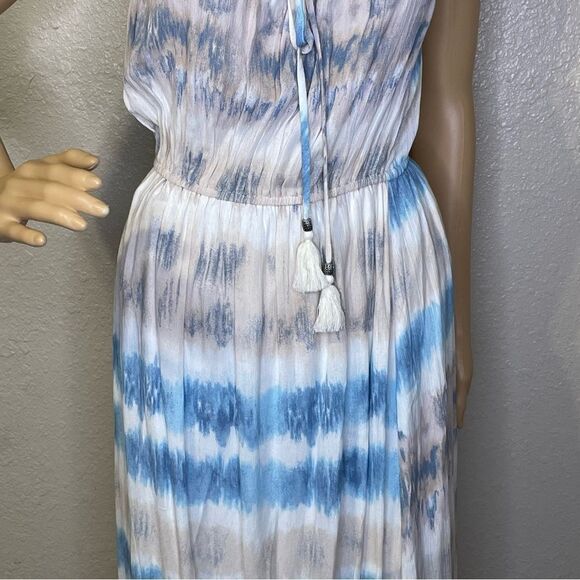 NWT BeBop Tie-Dye Sleeveless Maxi Dress Blue White Tan Size Medium - Picture 4 of 15